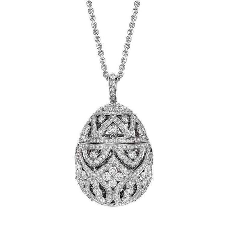 Faberge Imperial Zenya Diamond Egg Pendant - Silver