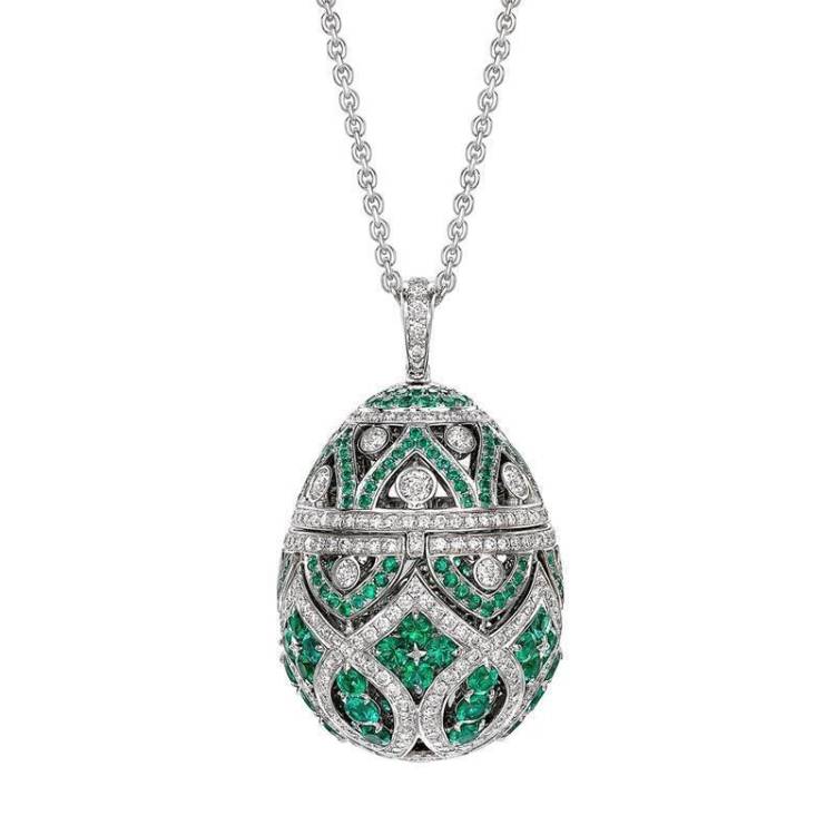 Faberge Imperial Zenya Emerald Pendant - Silver