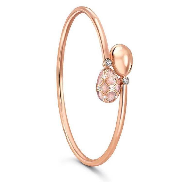 Faberge Palais Tsarskoye Selo 18ct Rose Gold Diamond Crossover Bangle - Gold