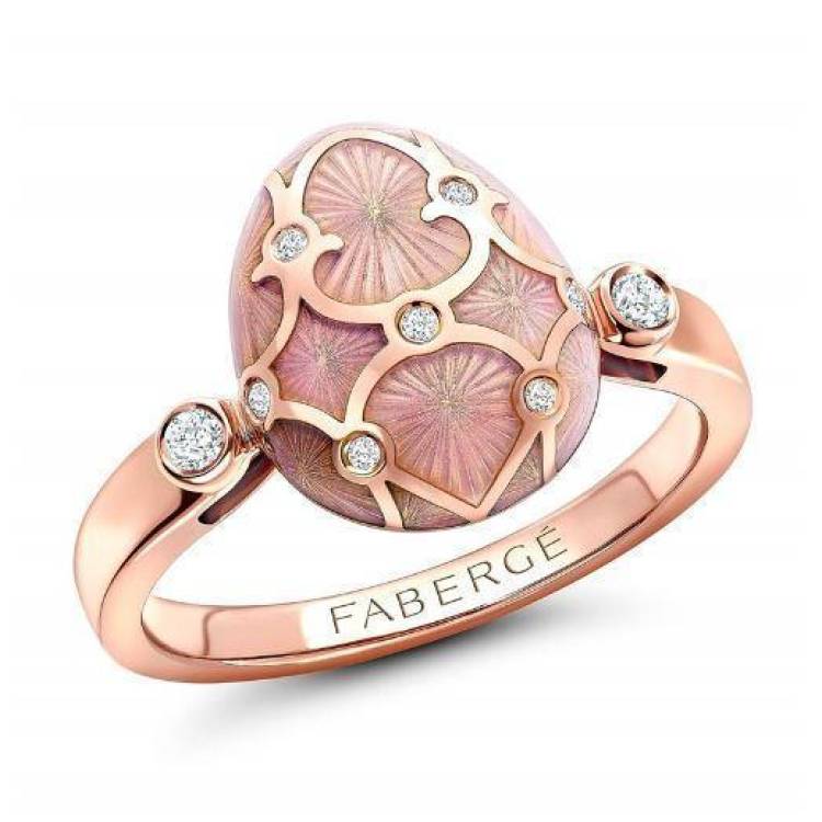 Faberge Palais Tsarskoye Selo 18ct Rose Gold Rose Ring - 58