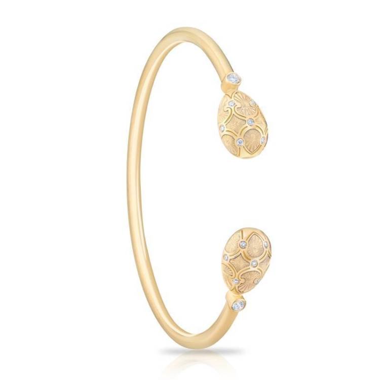 Faberge Palais Tsarskoye Selo 18ct Yellow Gold Diamond Open Set Bangle - Gold