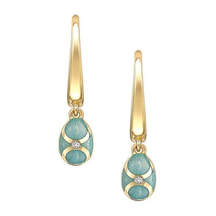 Faberge Palais Tsarskoye Selo 18ct Yellow Gold Turquoise Drop Earrings - Yellow Gold