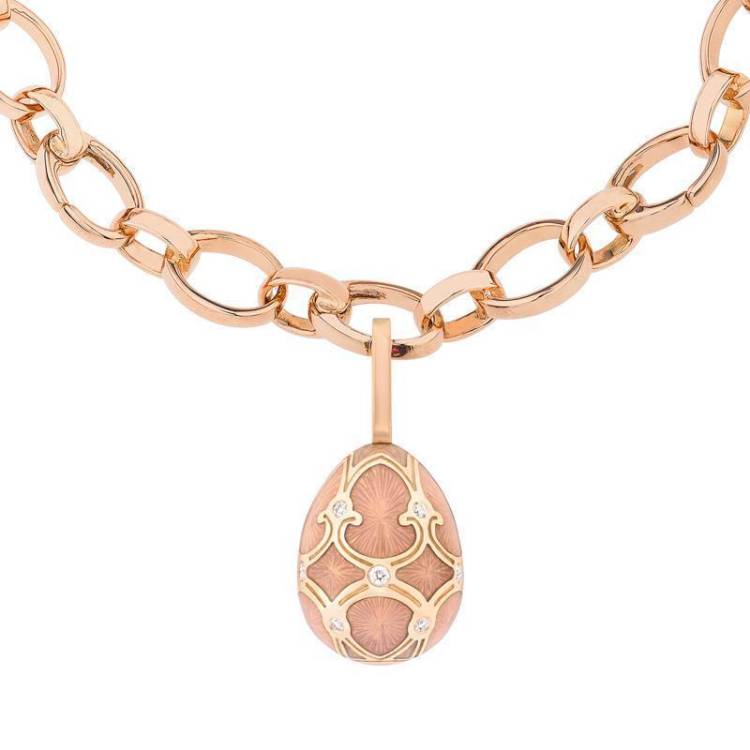 Faberge Palais Tsarskoye Selo Rose Gold Pink Enamel Charm - Rose Gold