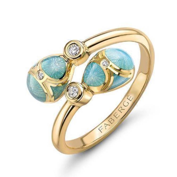Faberge Palais Tsarskoye Selo Turquoise Crossover Ring - 49