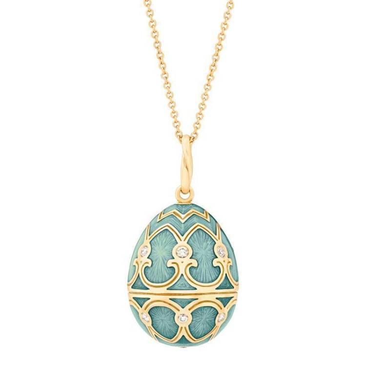 Faberge Palais Tsarskoye Selo Yellow Gold Diamond Turquoise Pendant - Yellow Gold