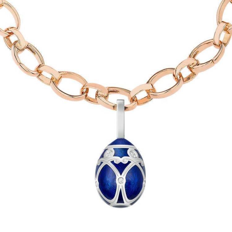 Faberge Palais Yelagin 18ct White Gold Royal Blue Enamel Charm - White Gold