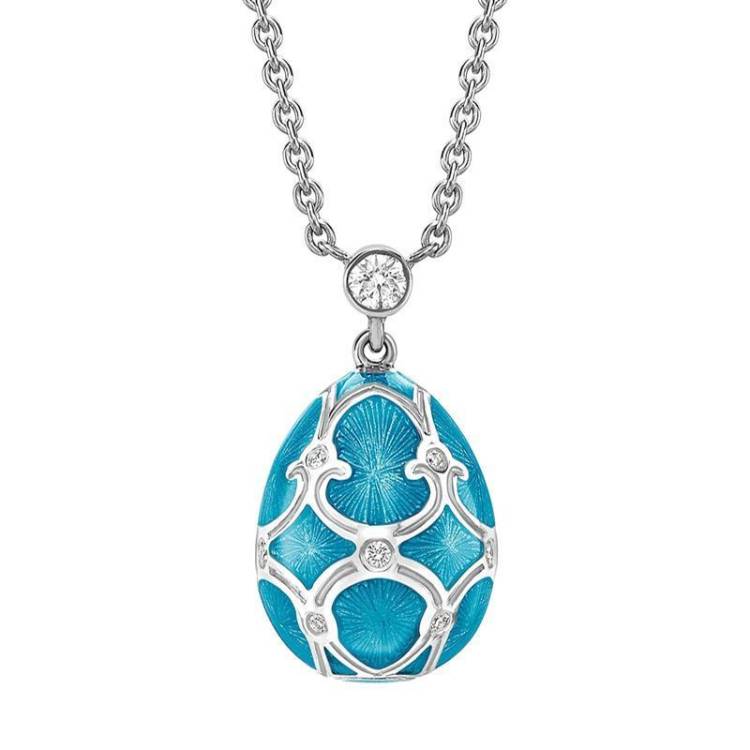 Faberge Palais Yelagin 18ct White Gold Teal Small Pendant - White Gold