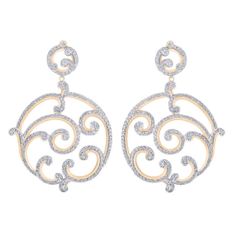 Faberge Rococo 18ct Rose Gold Pave Diamond Grand Earrings - Rose Gold