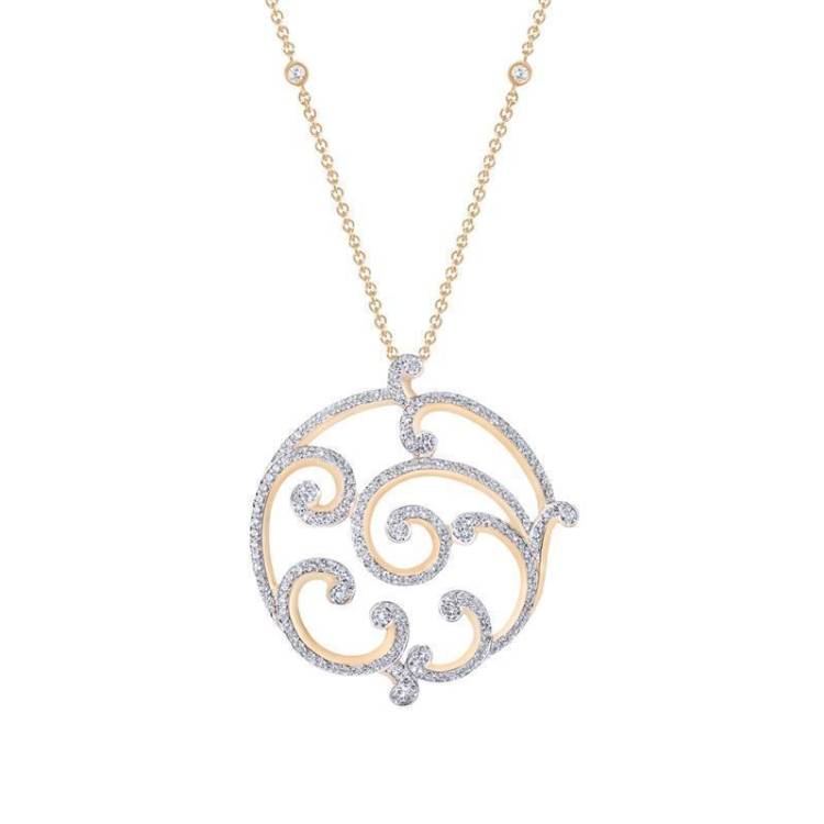 Faberge Rococo 18ct Rose Gold Pave Diamond Grand Pendant - Rose Gold
