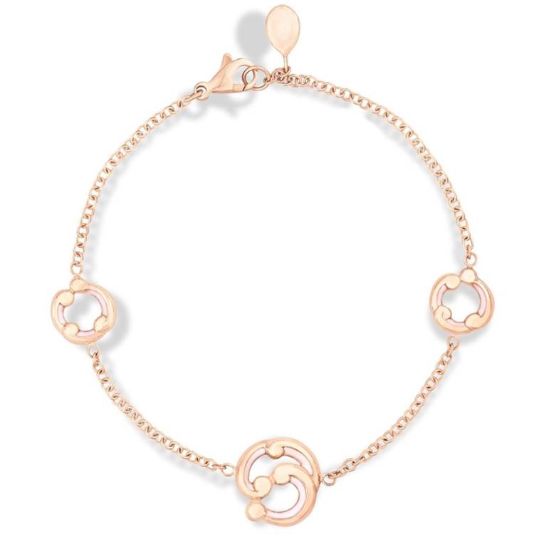 Faberge Rococo 18ct Rose Gold Pink Enamel Bracelet D - Rose Gold