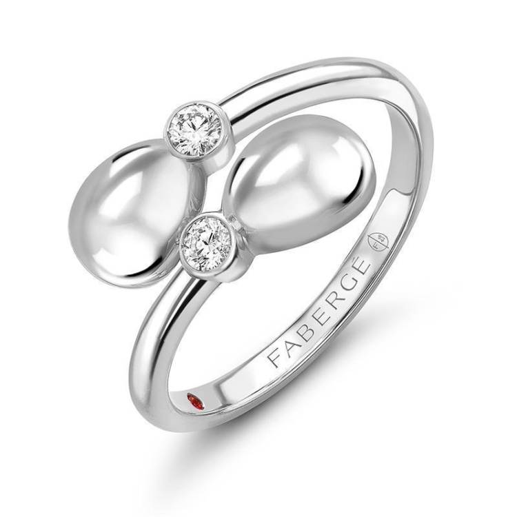 Faberge Essence 18ct White Gold Diamond Crossover Ring - 63