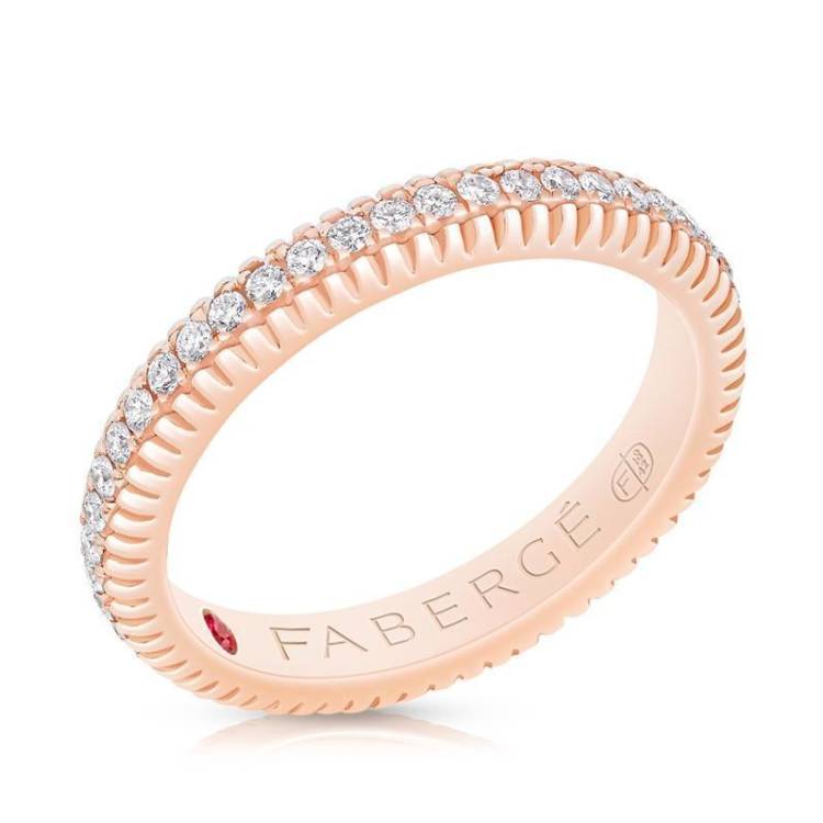 Faberge Colours of Love 18ct Rose Gold Diamond Fluted Band Ring - 64