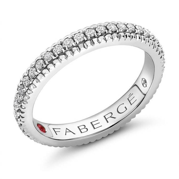 Faberge Colours of Love 18ct White Gold Diamond Fluted Band Ring - 57
