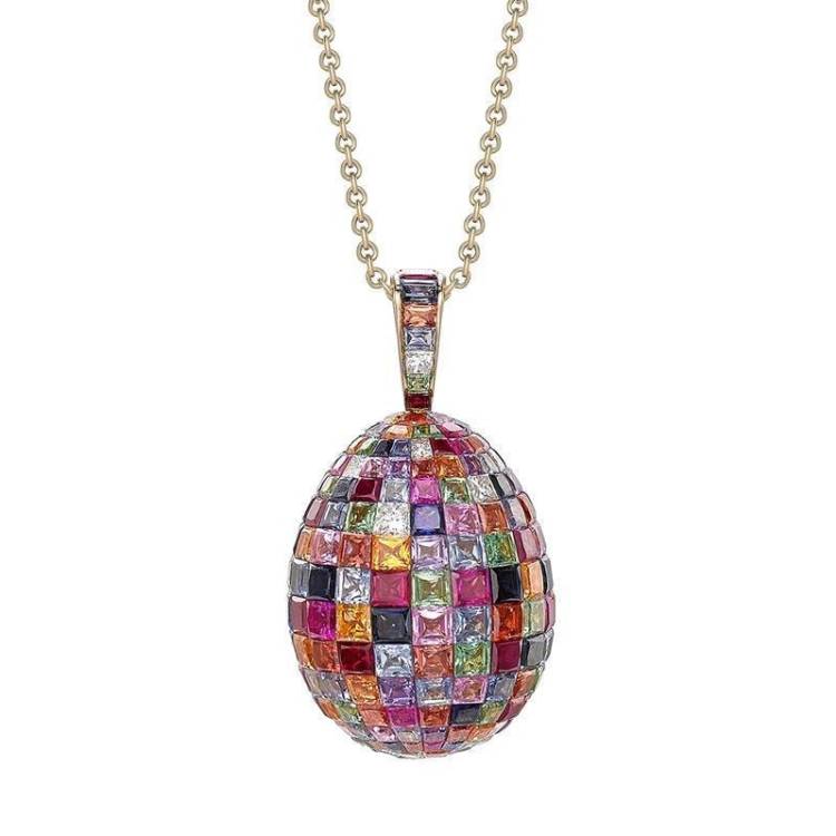 Faberge Treasures Mosaic Multi-Coloured Pendant - Silver