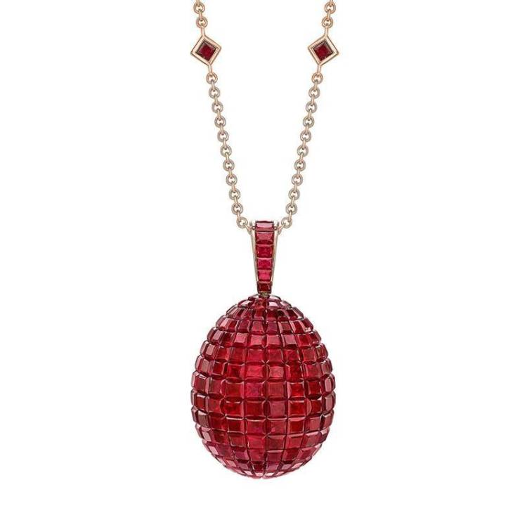 Faberge Treasures Mosaic Ruby Pendant - Silver