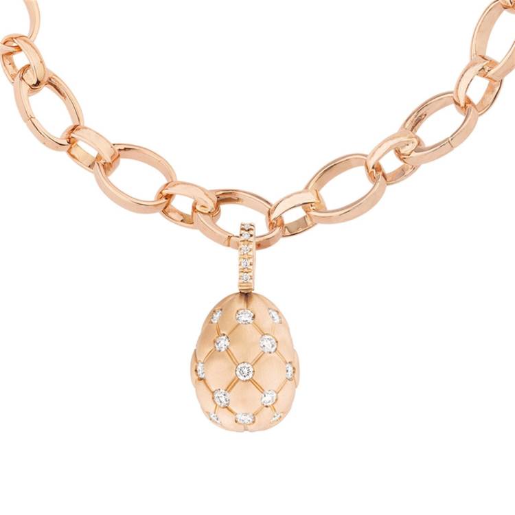 Faberge Treillage 18ct Rose Gold Diamond Matt Charm - Rose Gold