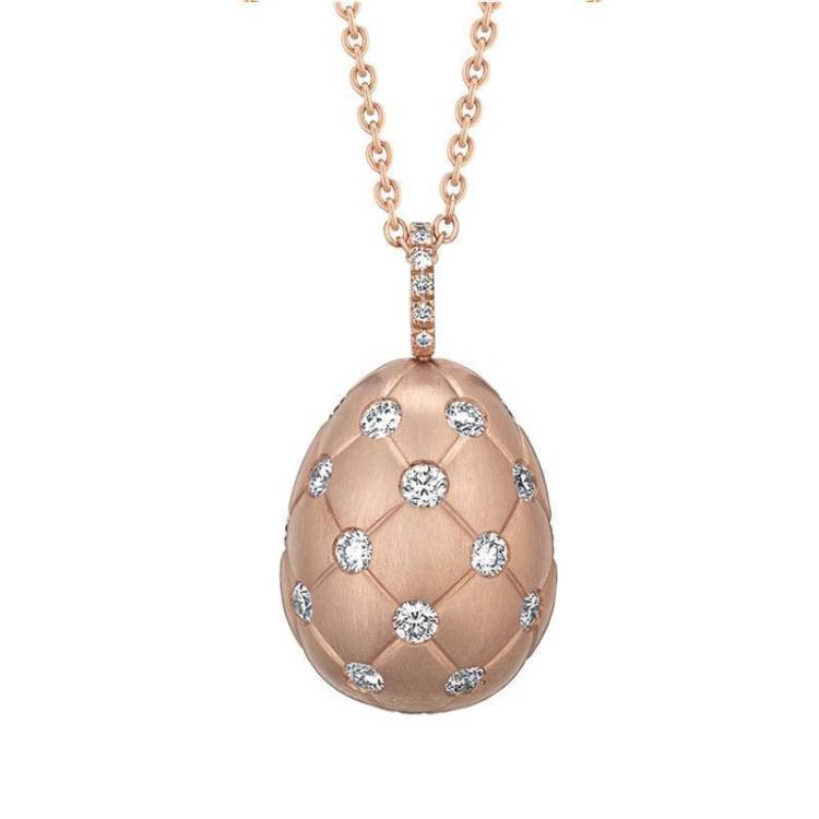 Faberge Treillage 18ct Rose Gold Diamond Matt Pendant - Rose Gold