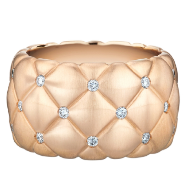 Faberge Treillage 18ct Rose Gold Diamond Wide Ring - 62