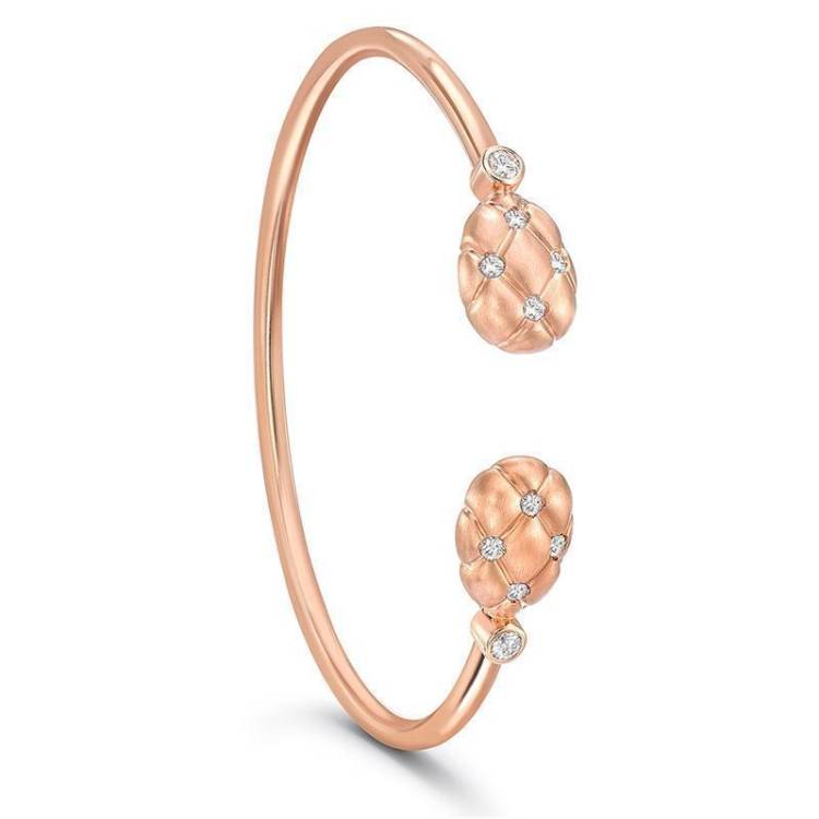 Faberge Treillage 18ct Rose Gold Diamond Open Set Bangle - Gold