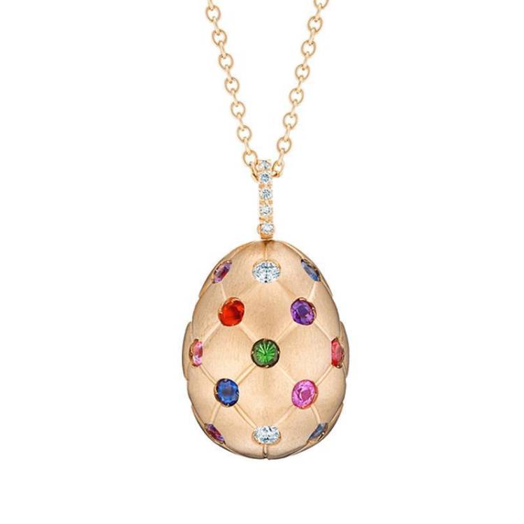 Faberge Treillage 18ct Rose Gold Multi-Coloured Matt Pendant - Rose Gold
