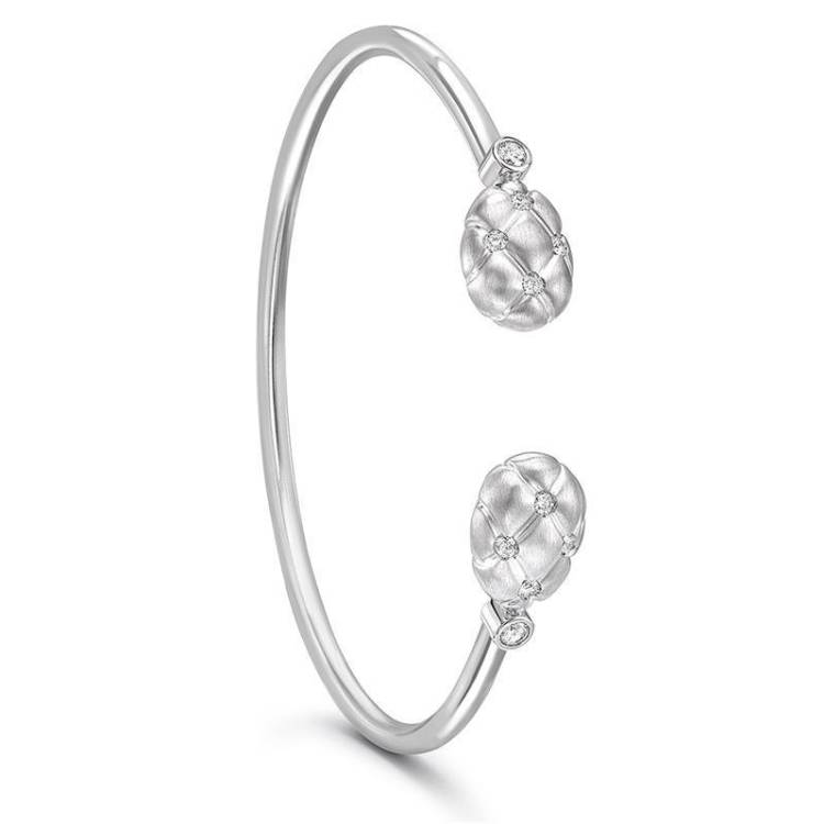 Faberge Treillage 18ct White Gold Diamond Open Set Bangle - Gold