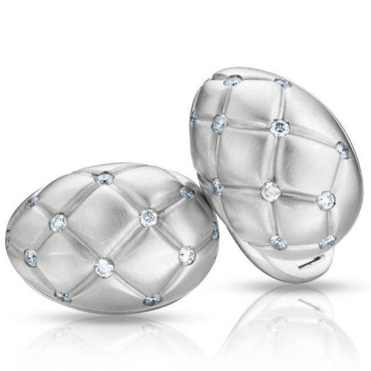 Faberge Treillage 18ct White Gold Diamond Matt Cufflinks - Gold