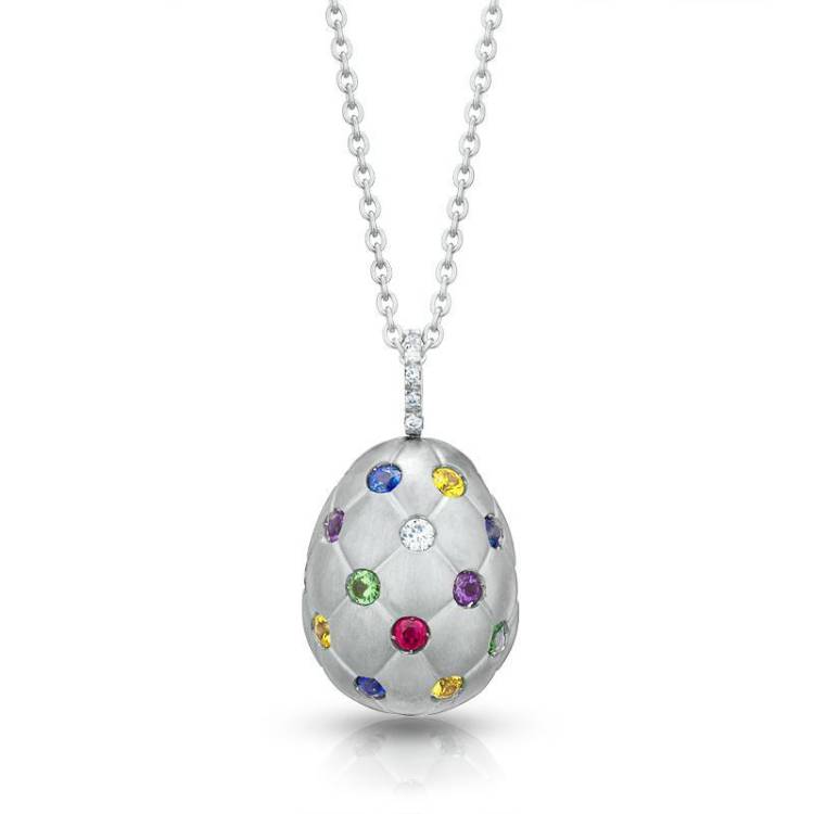Faberge Treillage 18ct White Gold Multi-Coloured Matt Pendant