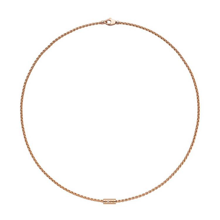 Fope Aria 18ct Rose Gold 0.02ct Diamond Necklace - 37cm
