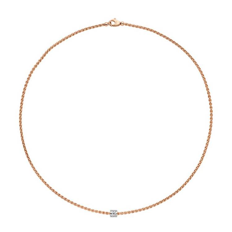 Fope Aria 18ct Rose Gold 0.17ct Diamond Necklace - 50cm