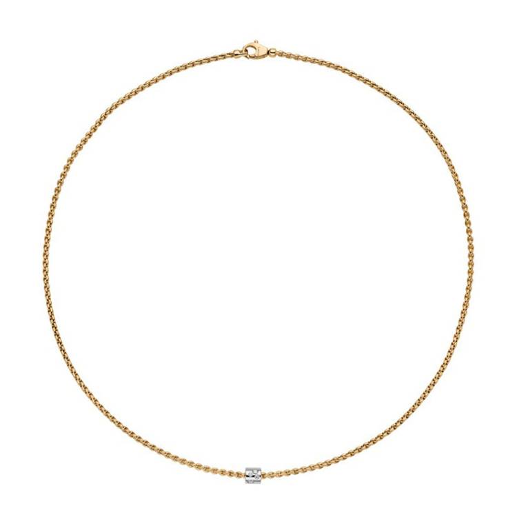 Fope Aria 18ct Yellow Gold 0.17ct Diamond Necklace - 43cm