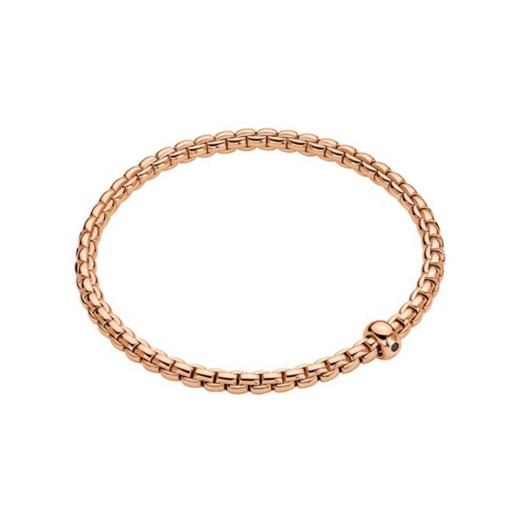 Fope Eka 18ct Rose Gold 0.01ct Black Diamond Flexible Bracelet - L