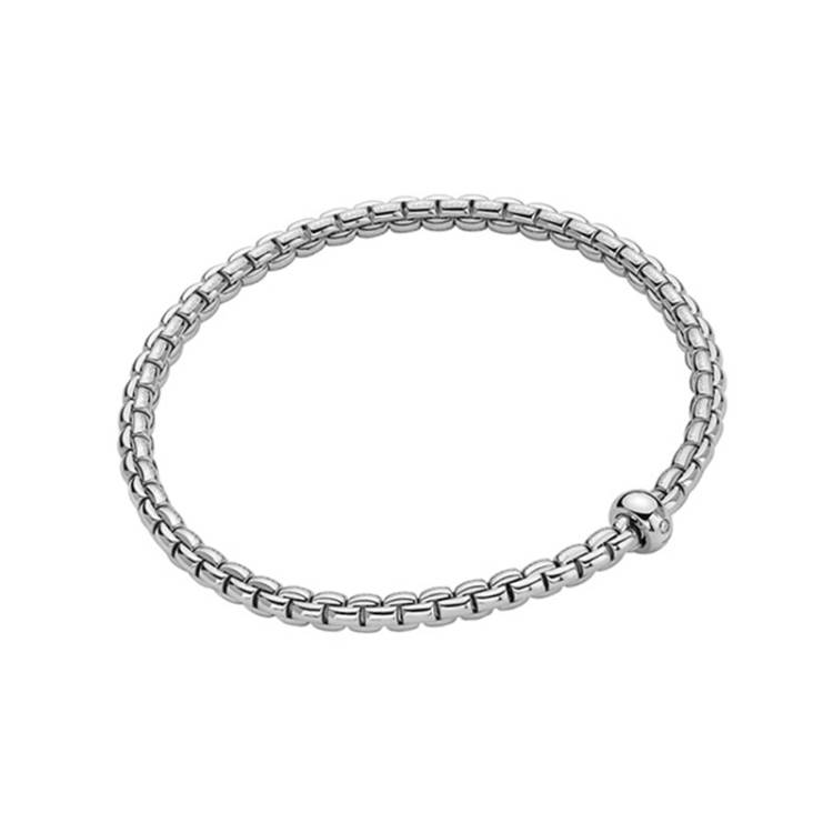 Fope Eka 18ct White Gold 0.01ct Diamond Flexible Bracelet - L
