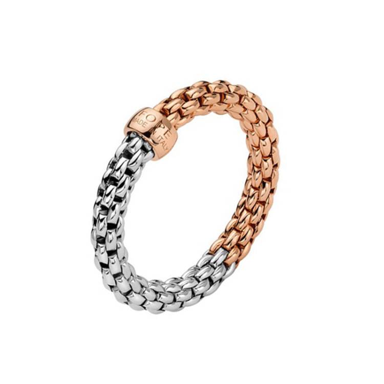 Fope Essentials 18ct White and Rose Gold Ring - L