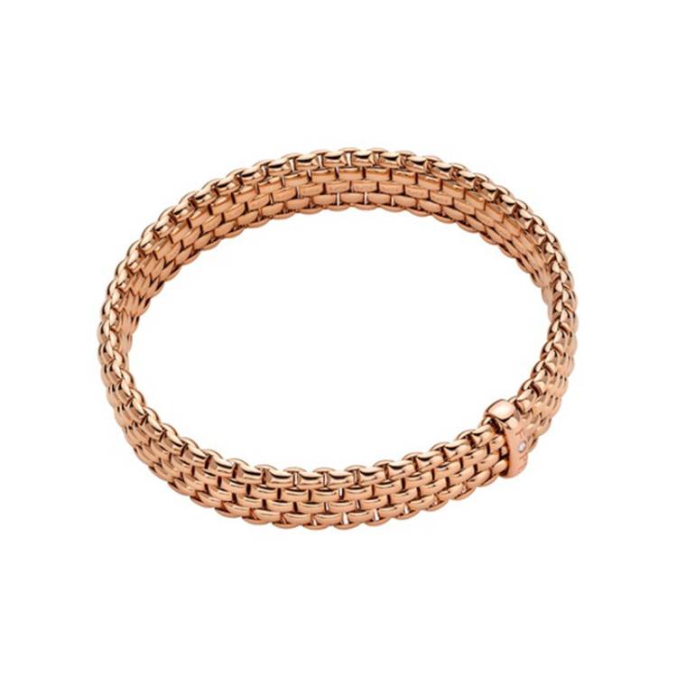 Fope Panorama 18ct Rose Gold 0.01ct Diamond Flexible Bracelet - M