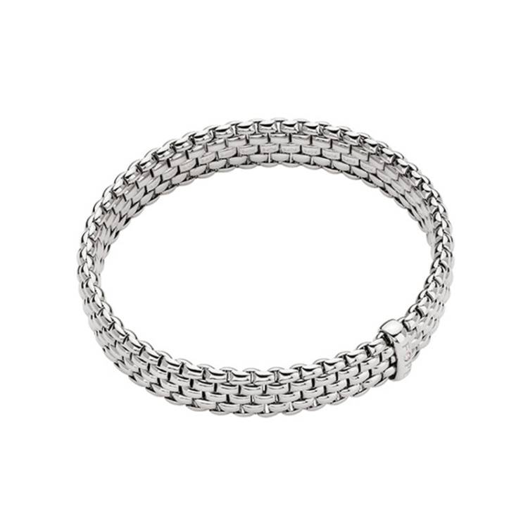 Fope Panorama 18ct White Gold 0.01ct Diamond Flexible Bracelet - M