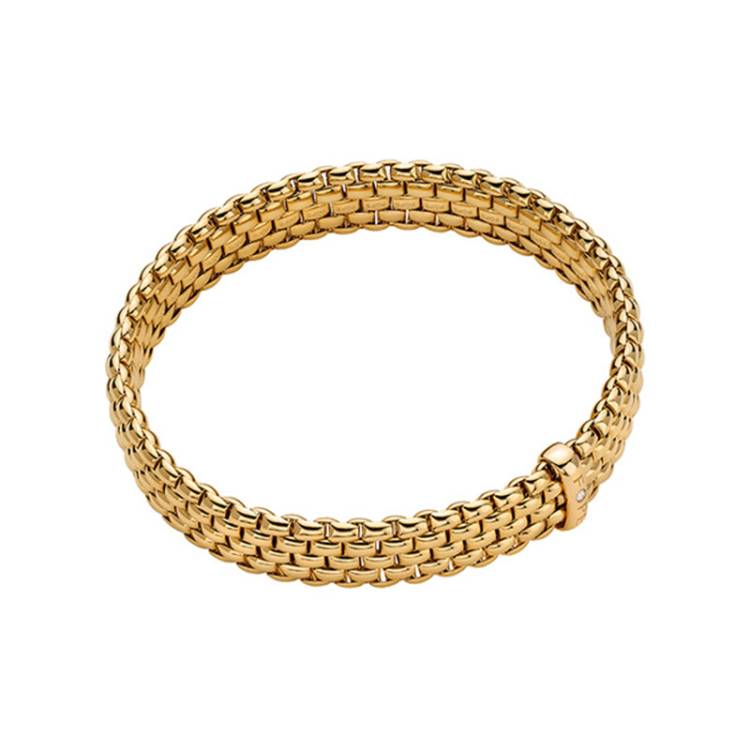 Fope Panorama 18ct Yellow Gold 0.01ct Diamond Flexible Bracelet - XS
