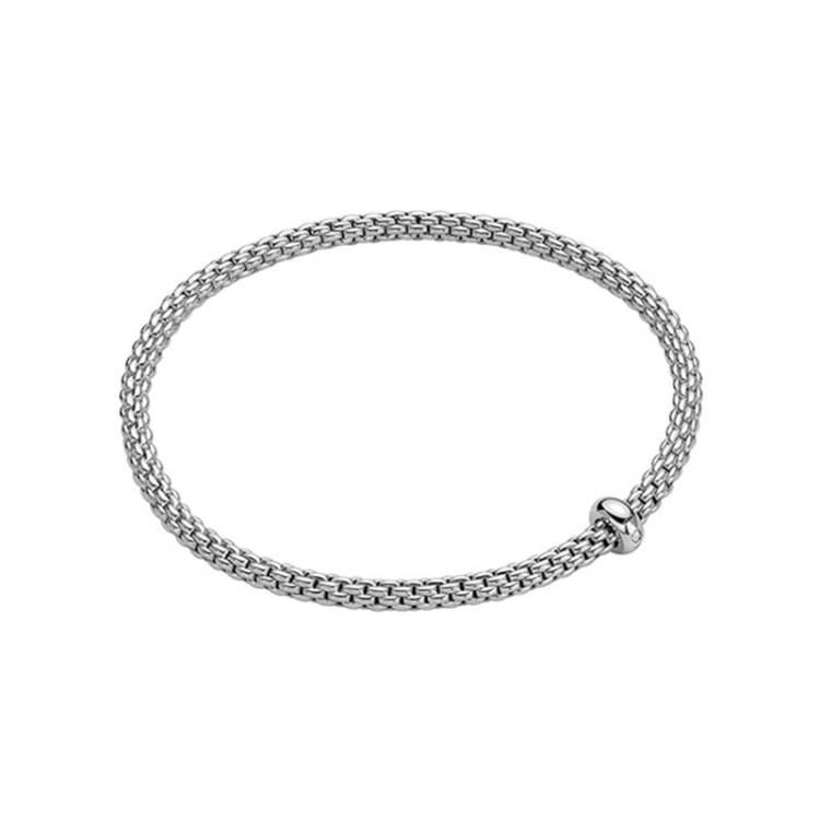 Fope Prima 18ct White Gold 0.01ct Diamond Flexible Bracelet - L
