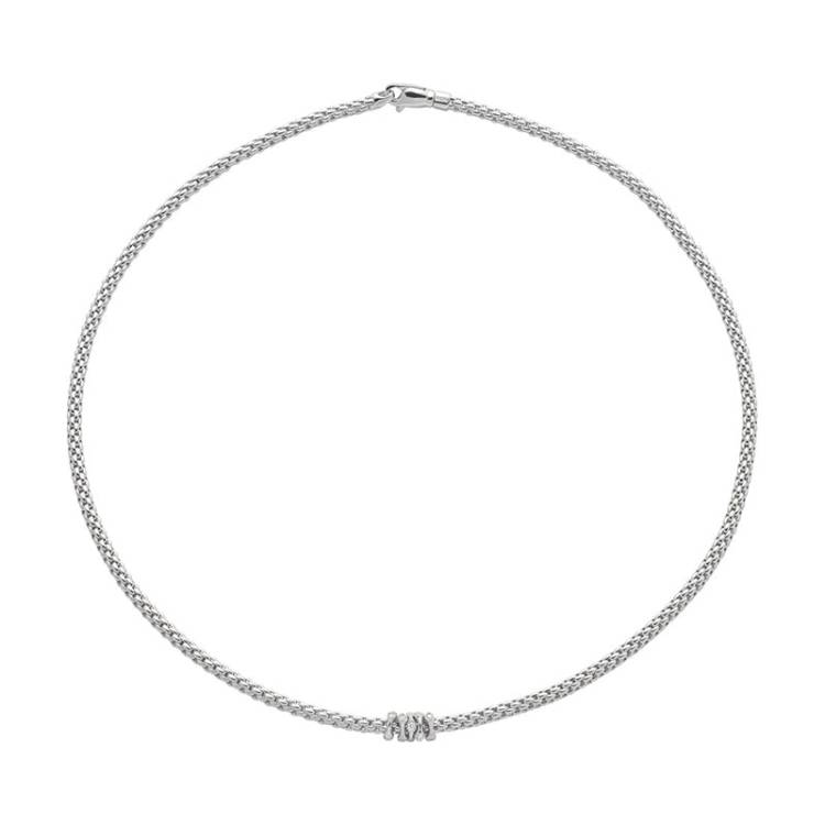 Fope Prima 18ct White Gold 0.20ct Diamond Necklace - 43cm