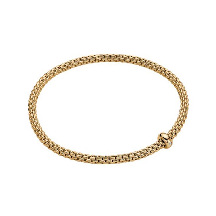 Fope Prima 18ct Yellow Gold 0.01ct Diamond Flexible Bracelet - M