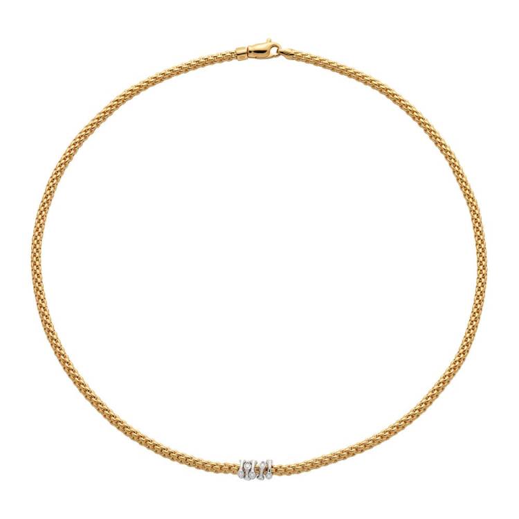 Fope Prima 18ct Yellow Gold 0.20ct Diamond Necklace - 43cm