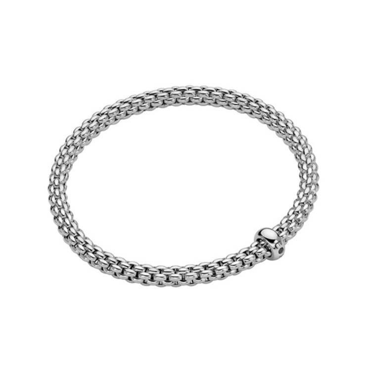 Fope Solo 18ct White Gold 0.01ct Black Diamond Flexible Bracelet - XS