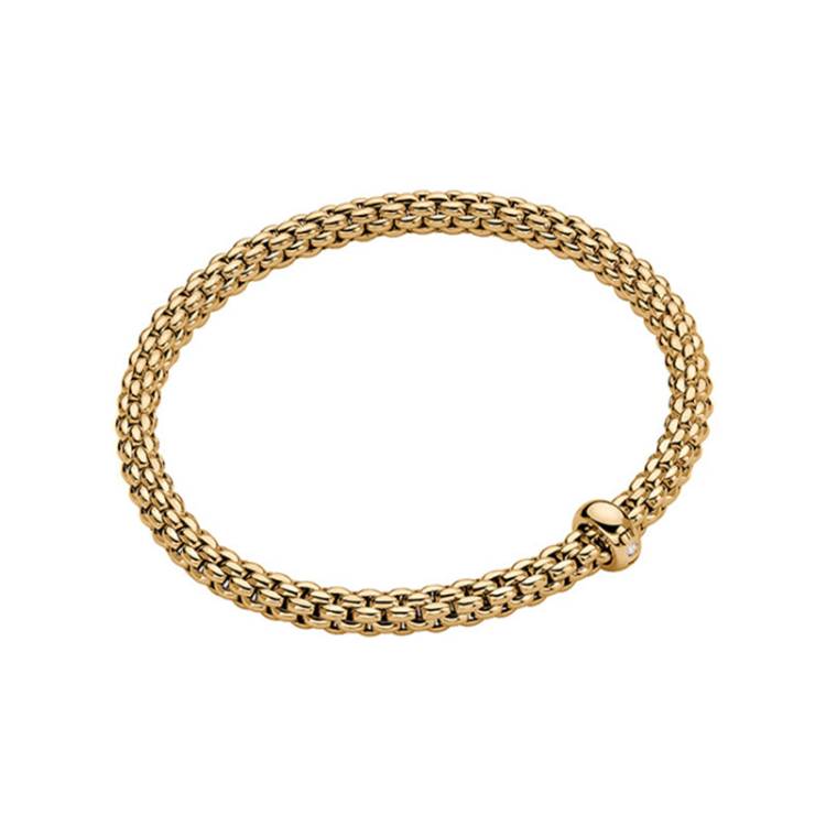Fope Solo 18ct Yellow Gold 0.01ct Diamond Flexible Bracelet - XL