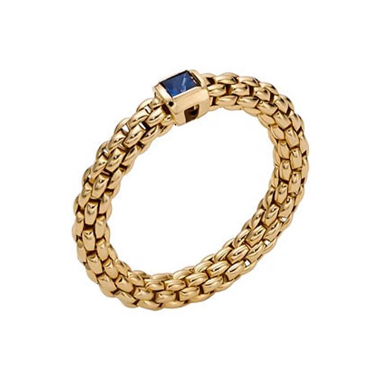 Fope Souls 18ct Yellow Gold Sapphire Flexible Ring - L