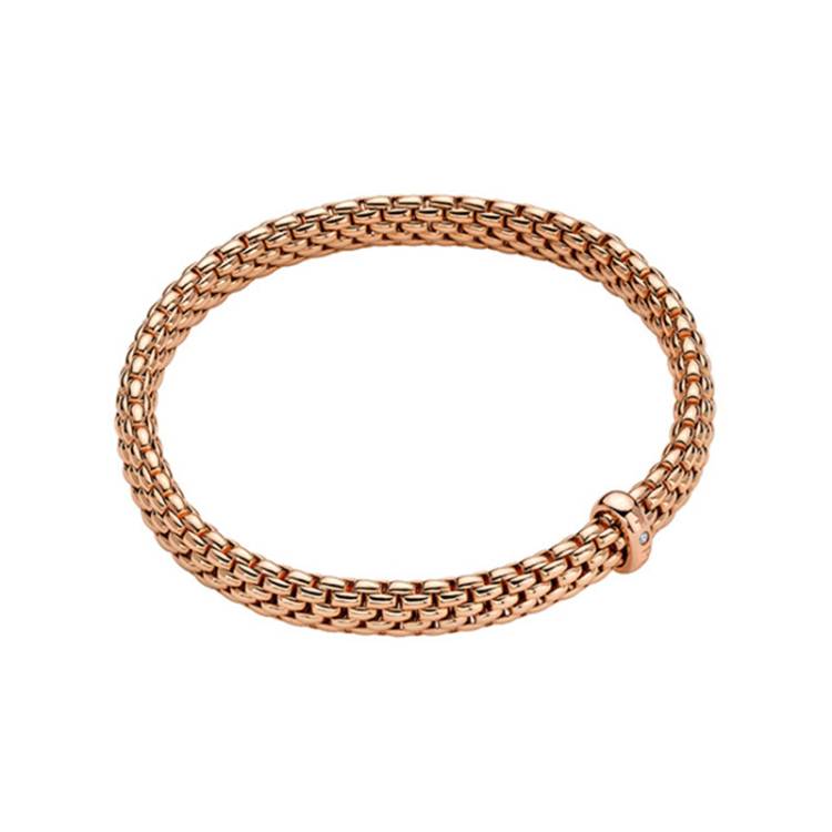 Fope Vendome 18ct Rose Gold 0.01ct Diamond Flexible Bracelet - XS