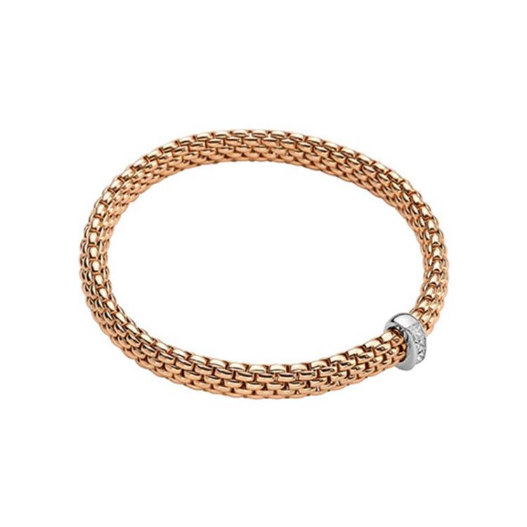 Fope Vendome 18ct Rose Gold 0.35ct Diamond Flexible Bracelet - XL