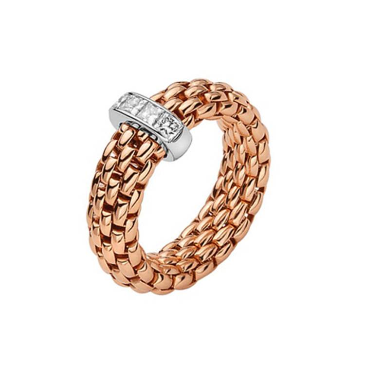 Fope Vendome 18ct Rose Gold 0.35ct Diamond Ring - XL