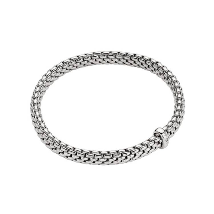Fope Vendome 18ct White Gold 0.01ct Diamond Flexible Bracelet - M