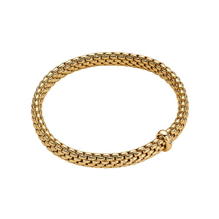Fope Vendome 18ct Yellow Gold 0.01ct Diamond Flexible Bracelet - XS