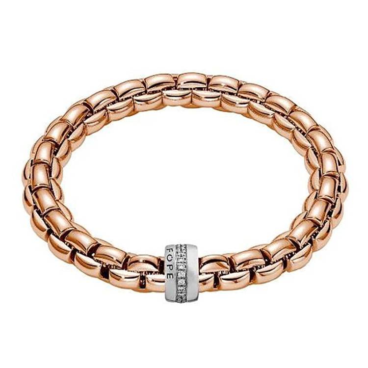 Fope Eka 18ct Rose Gold 0.21ct Diamond Bracelet - M