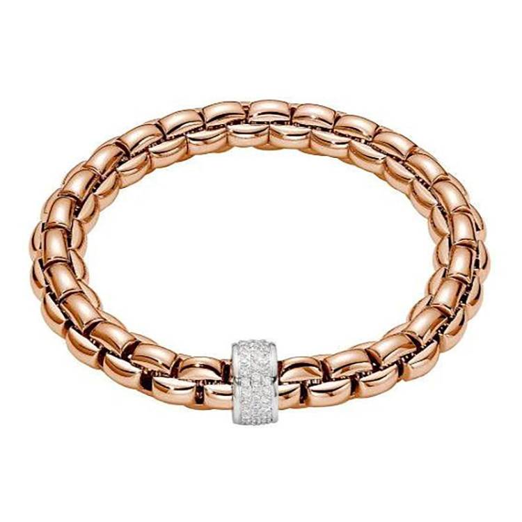 Fope Eka 18ct Rose Gold 0.63ct Diamond Bracelet - S